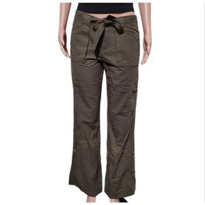 Pulp women's mid rise olive roll up convertible tie front pants 8/M